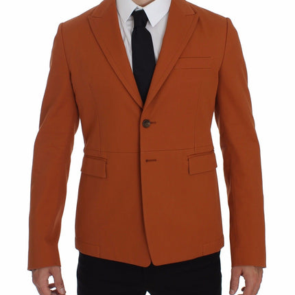 Elegante blazer de mezcla de algodón de algodón de naranja