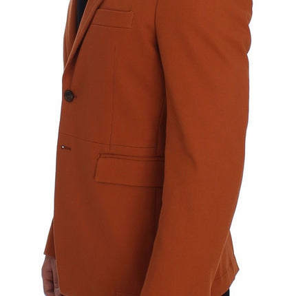 Elegante blazer de mezcla de algodón de algodón de naranja