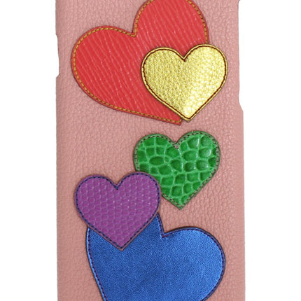 Cover per telefono chic in pelle rosa con cuore impreziosito