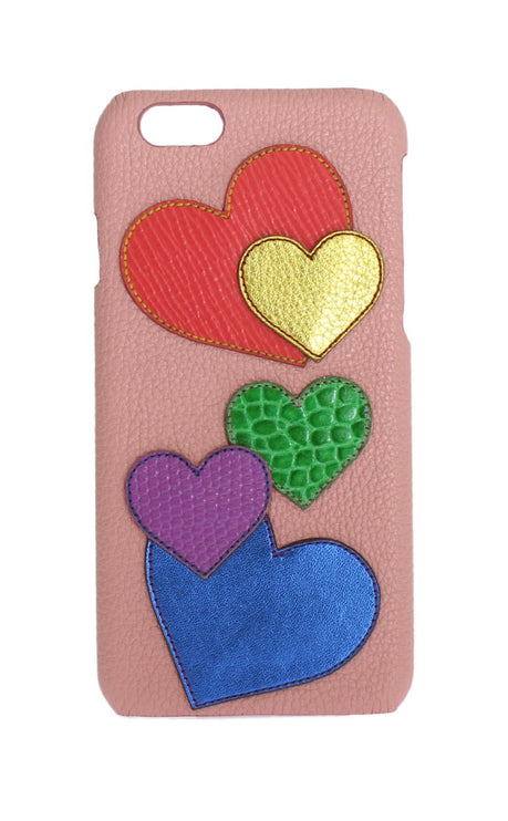 Cover per telefono chic in pelle rosa con cuore impreziosito