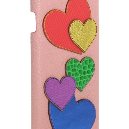 Cover per telefono chic in pelle rosa con cuore impreziosito