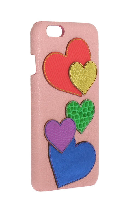 Cover per telefono chic in pelle rosa con cuore impreziosito