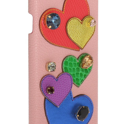 Custodia per iPhone Chic in pelle rosa con cristalli