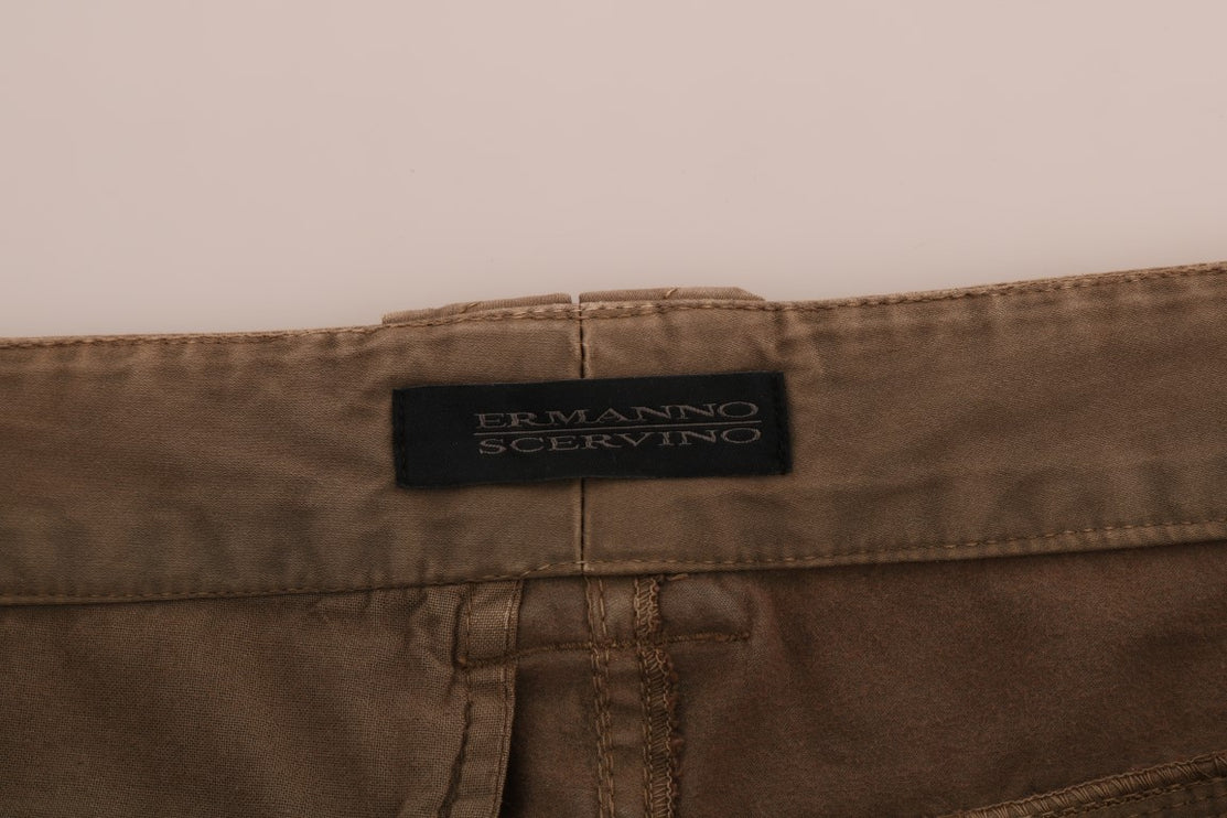 Pantalon de coton décontracté brun chic