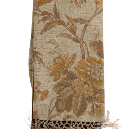 Elegant Beige Gold Jacquard Stole Scarf