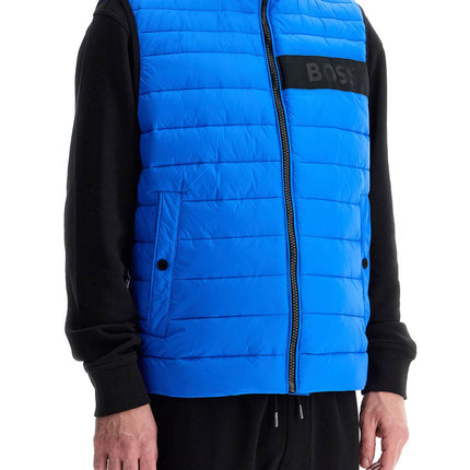 Boss bright blue quilted gilet with high collar and zip