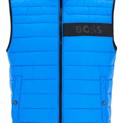 Boss bright blue quilted gilet with high collar and zip