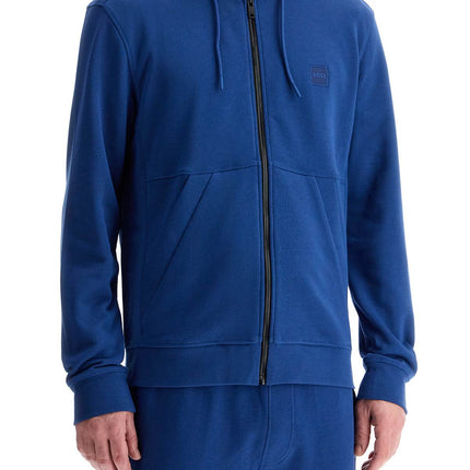 Boss blue regular fit zip hoodie long sleeve