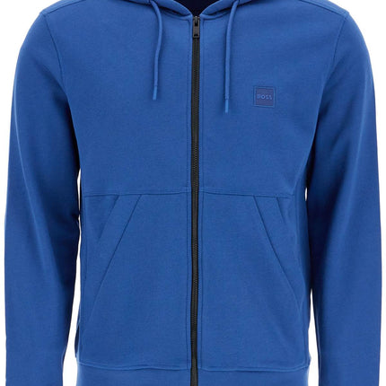 Boss blue regular fit zip hoodie long sleeve