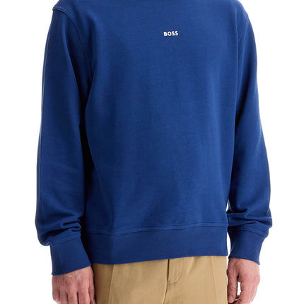 Boss men's crew neck cotton sweatshirt blue long sleeves