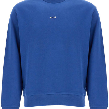 Boss men's crew neck cotton sweatshirt blue long sleeves