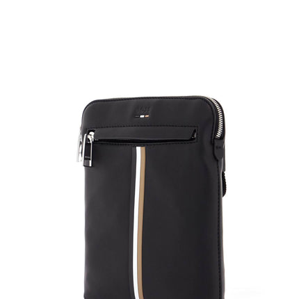 Boss black envelope bag with white and brown stripes