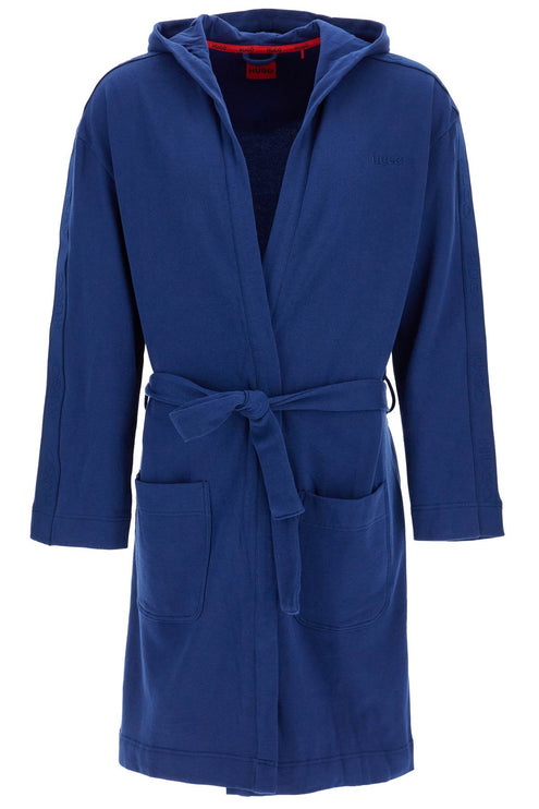 Hugo men's dark blue hooded bathrobe