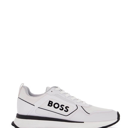 Boss white sneakers with black details and tank sole for men