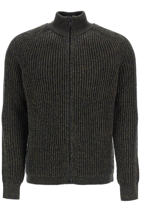 Boss regular fit green high neck sweater in wool and polyacrylic