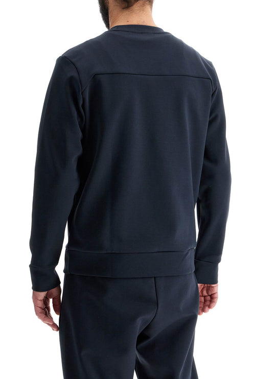 Boss men's dark blue round neck sweatshirt with long sleeves and embroidered logo