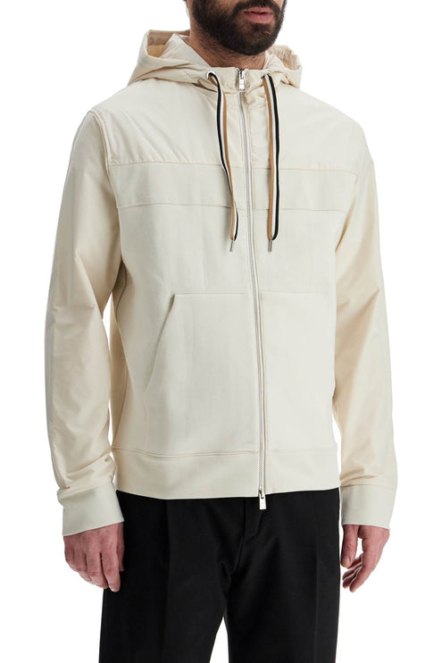 Boss white slim fit zip-up hoodie