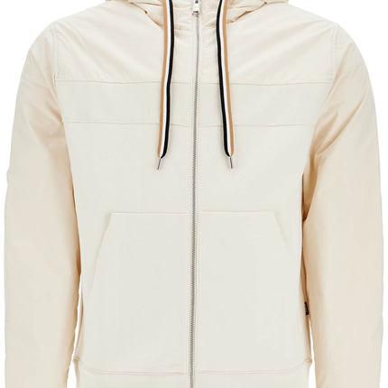 Boss white slim fit zip-up hoodie