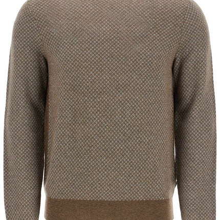 Boss slim fit diamond pattern green wool and cotton sweater