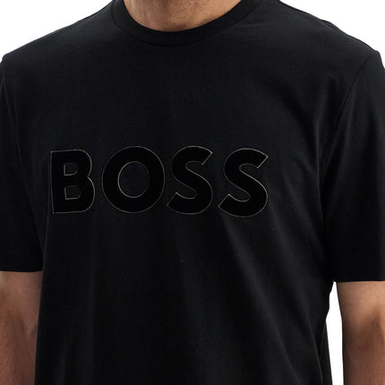 Boss flocked logo t-shirt with