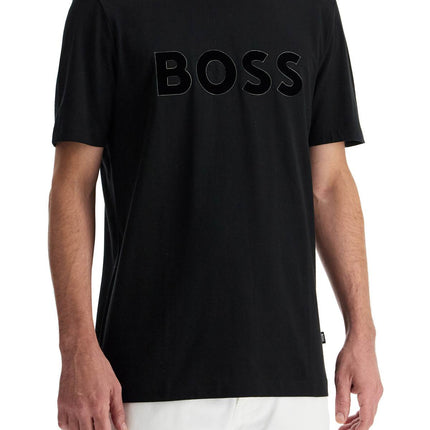 Boss flocked logo t-shirt with