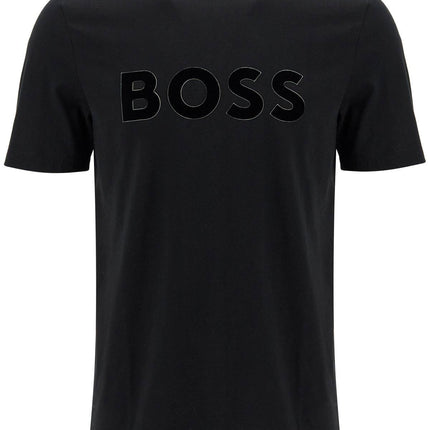 Boss flocked logo t-shirt with