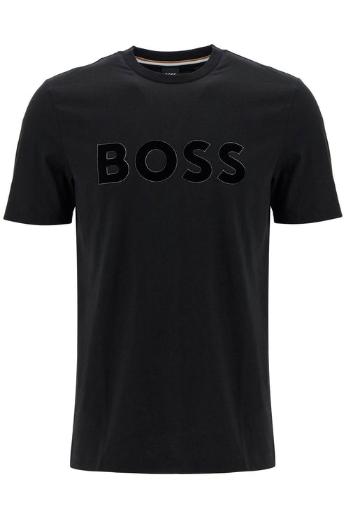 Boss flocked logo t-shirt with