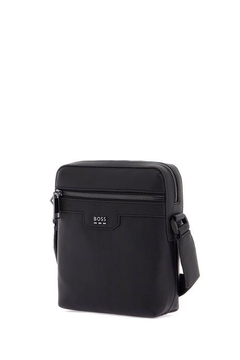 Boss jareth black synthetic shoulder bag with zip for office and travel