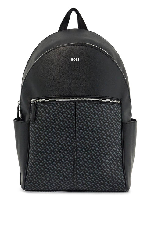 Boss backpack with black geometric pattern