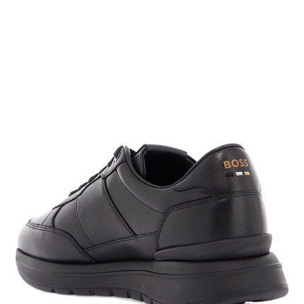 Boss black leather minimalist sneakers with leather sole jace_runn_bu