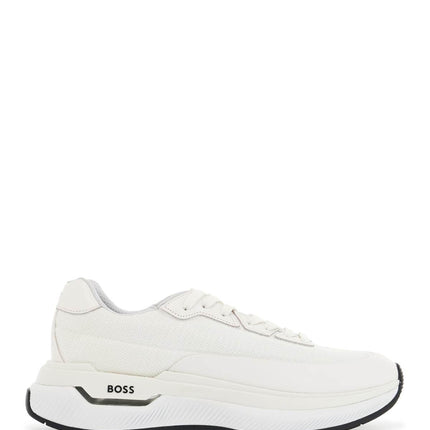 Boss white cotton void_runn_ltny sneakers with hook-and-loop closure