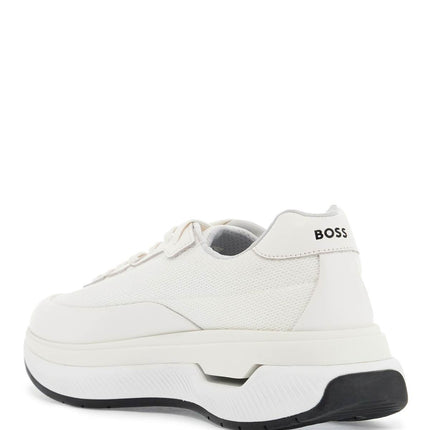 Boss white cotton void_runn_ltny sneakers with hook-and-loop closure