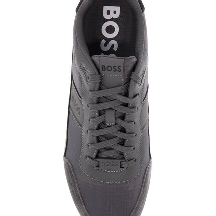 Boss sneakers parkour-l_runn_rsmx grigio scuro tessuto e suede