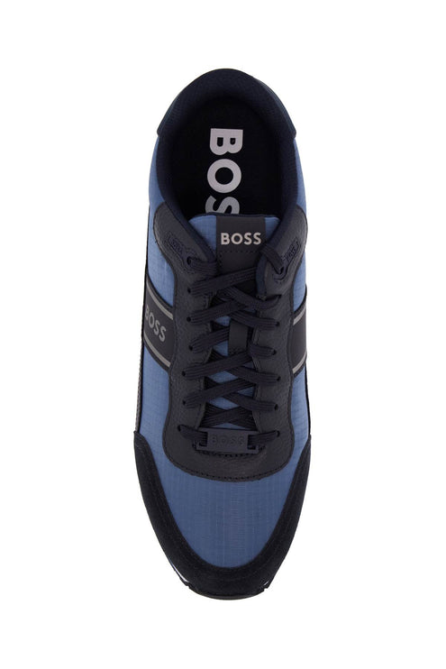 Boss sneakers parkour-l_runn_rsmx blue technical fabric and suede with tank sole