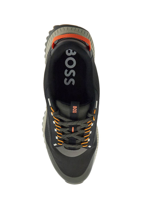 Boss dark grey breathable sneakers with orange details ttnm evo_runn_rsgtx