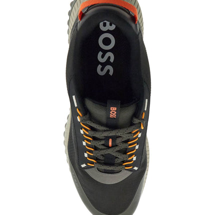 Boss dark grey breathable sneakers with orange details ttnm evo_runn_rsgtx