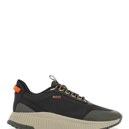 Boss dark grey breathable sneakers with orange details ttnm evo_runn_rsgtx