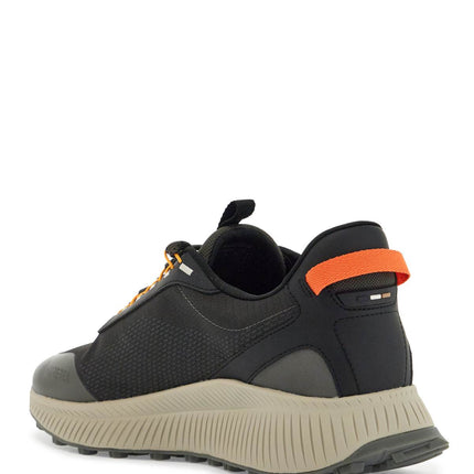 Boss dark grey breathable sneakers with orange details ttnm evo_runn_rsgtx