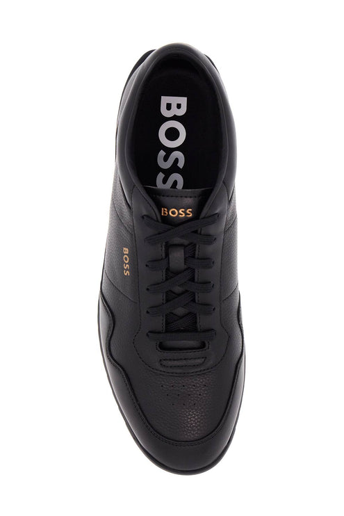 Boss men's black leather minimalist sneakers zayn_lowp_lttb