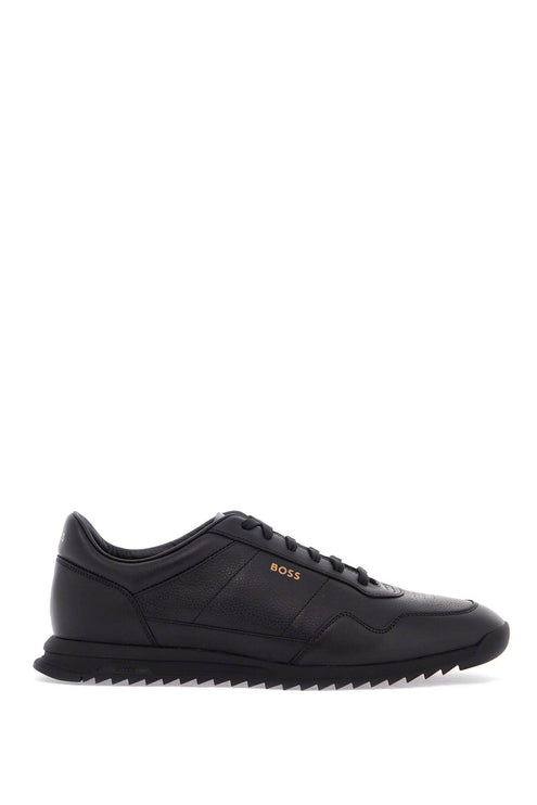 Boss men's black leather minimalist sneakers zayn_lowp_lttb