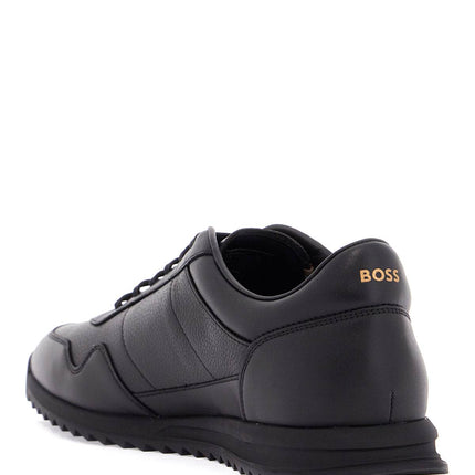 Boss men's black leather minimalist sneakers zayn_lowp_lttb