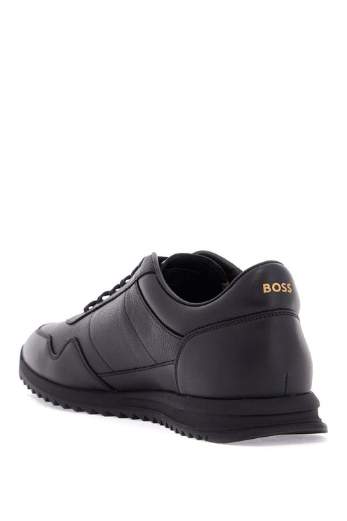 Boss men's black leather minimalist sneakers zayn_lowp_lttb