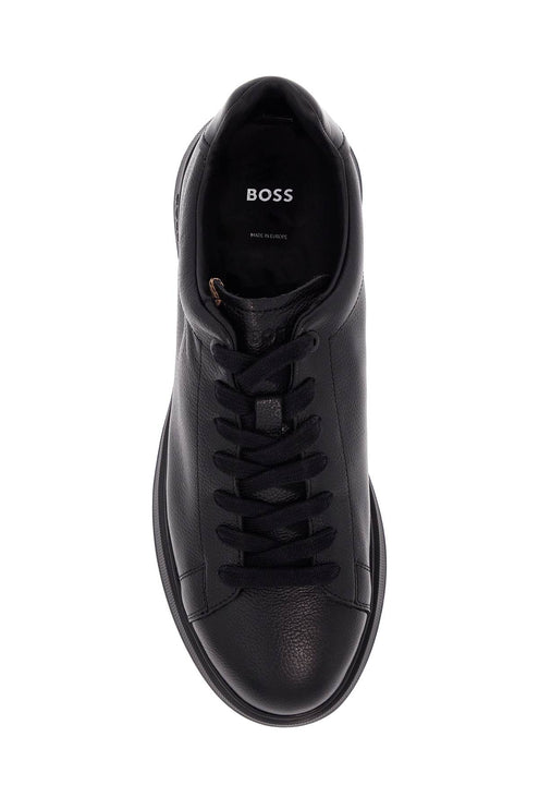 Boss bulton runn gr black leather sneakers with rubber sole