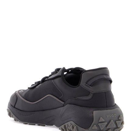 Hugo men's black sneakers with rubber sole and mixed materials