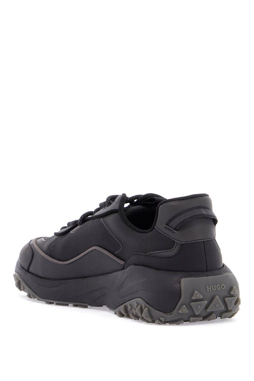 Hugo men's black sneakers with rubber sole and mixed materials