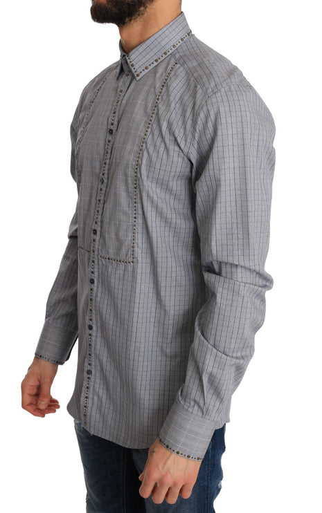 Elegant Gray Geroold Slim Fit Casual Shirt