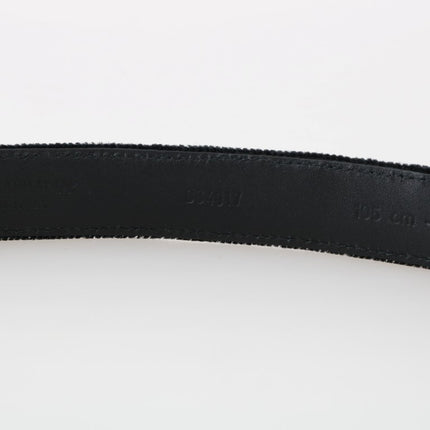 Elegant Black Cotton-Leather Men's Belt