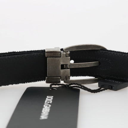 Elegant Black Cotton-Leather Men's Belt