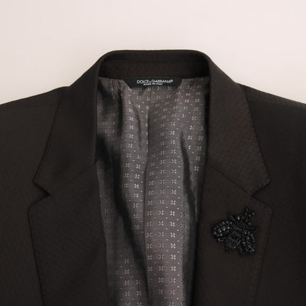 Elegant Brown Jacquard Martini Suit