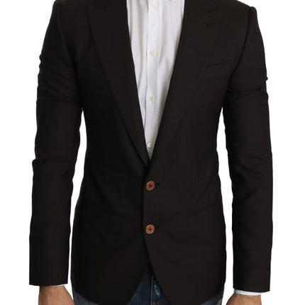 Veste de blazer en laine vierge brun élégant